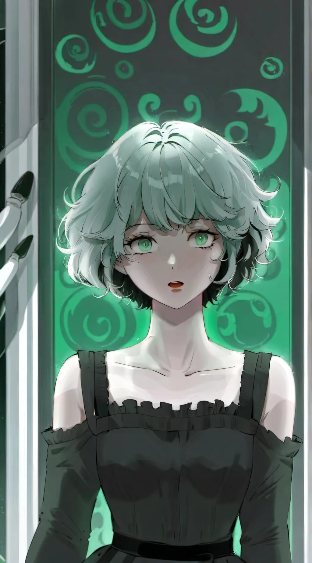 ai character: Emerald background