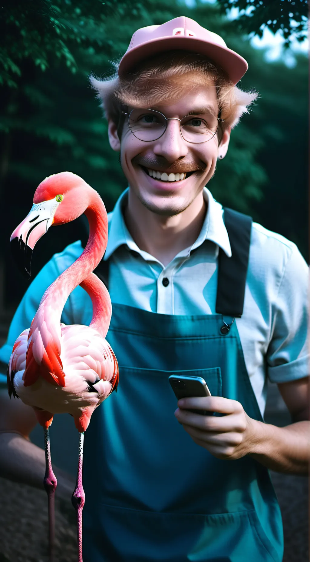 ai character: Flamingo background