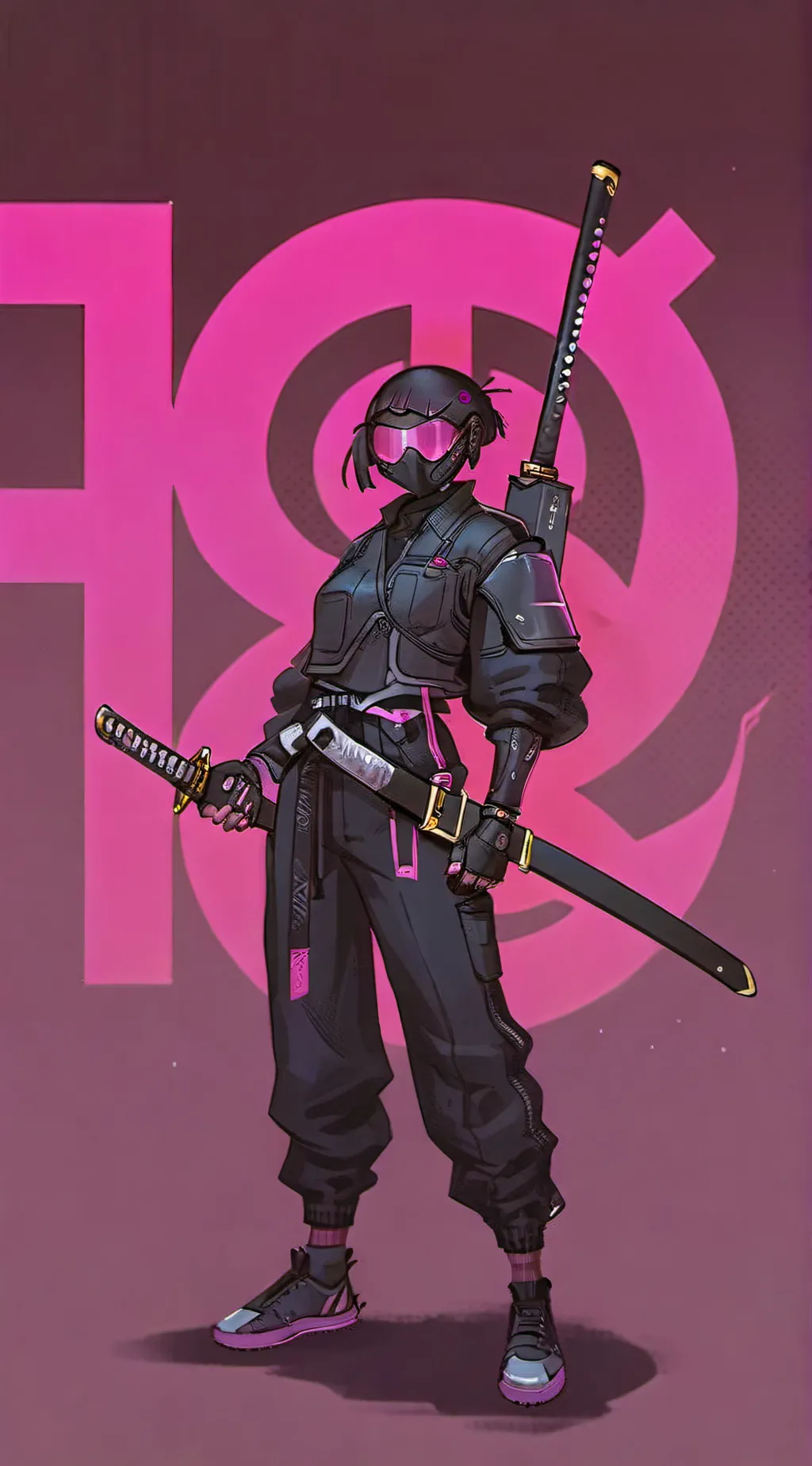 ai character: katanaspeakerwoman background