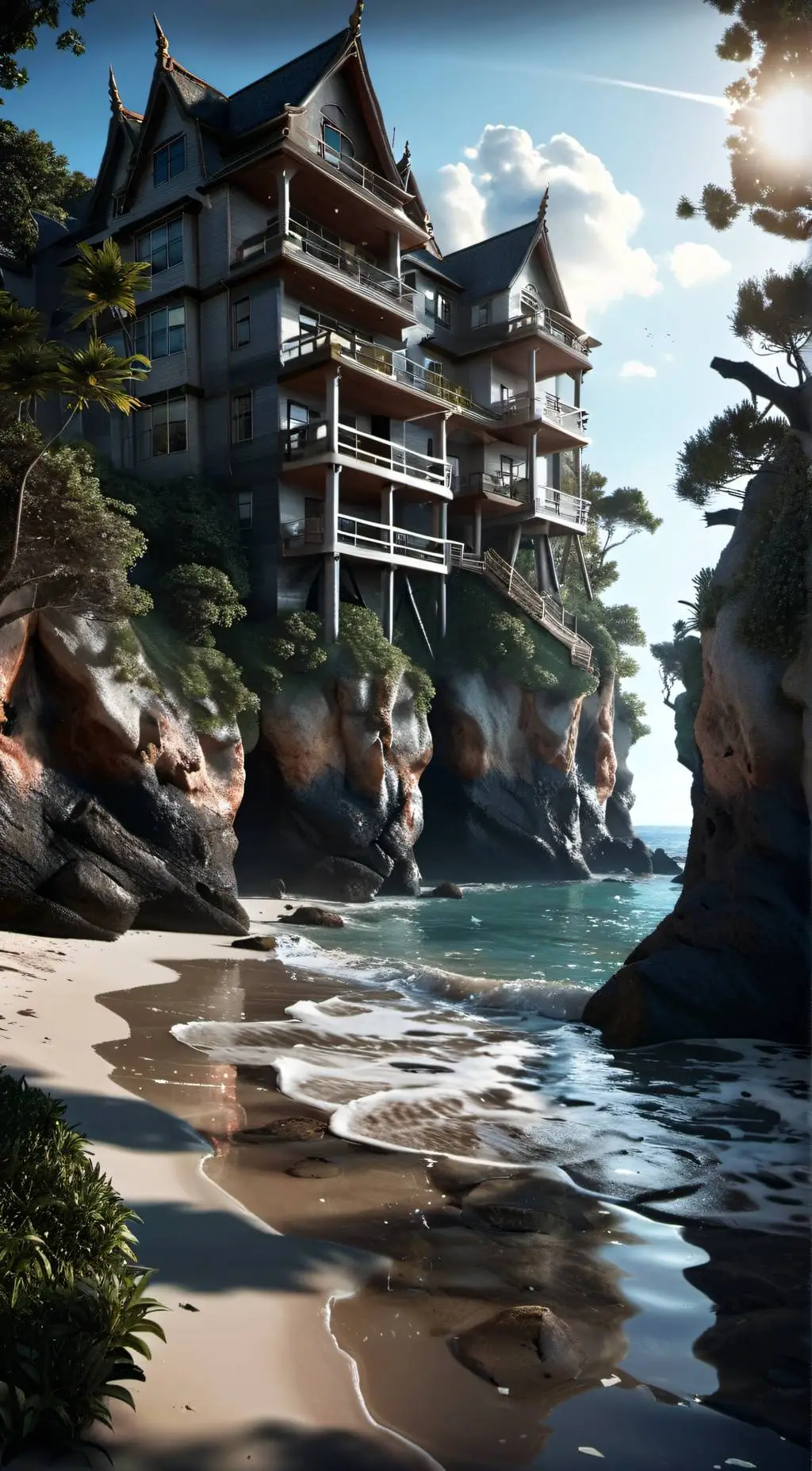 ai character: mha beach day background