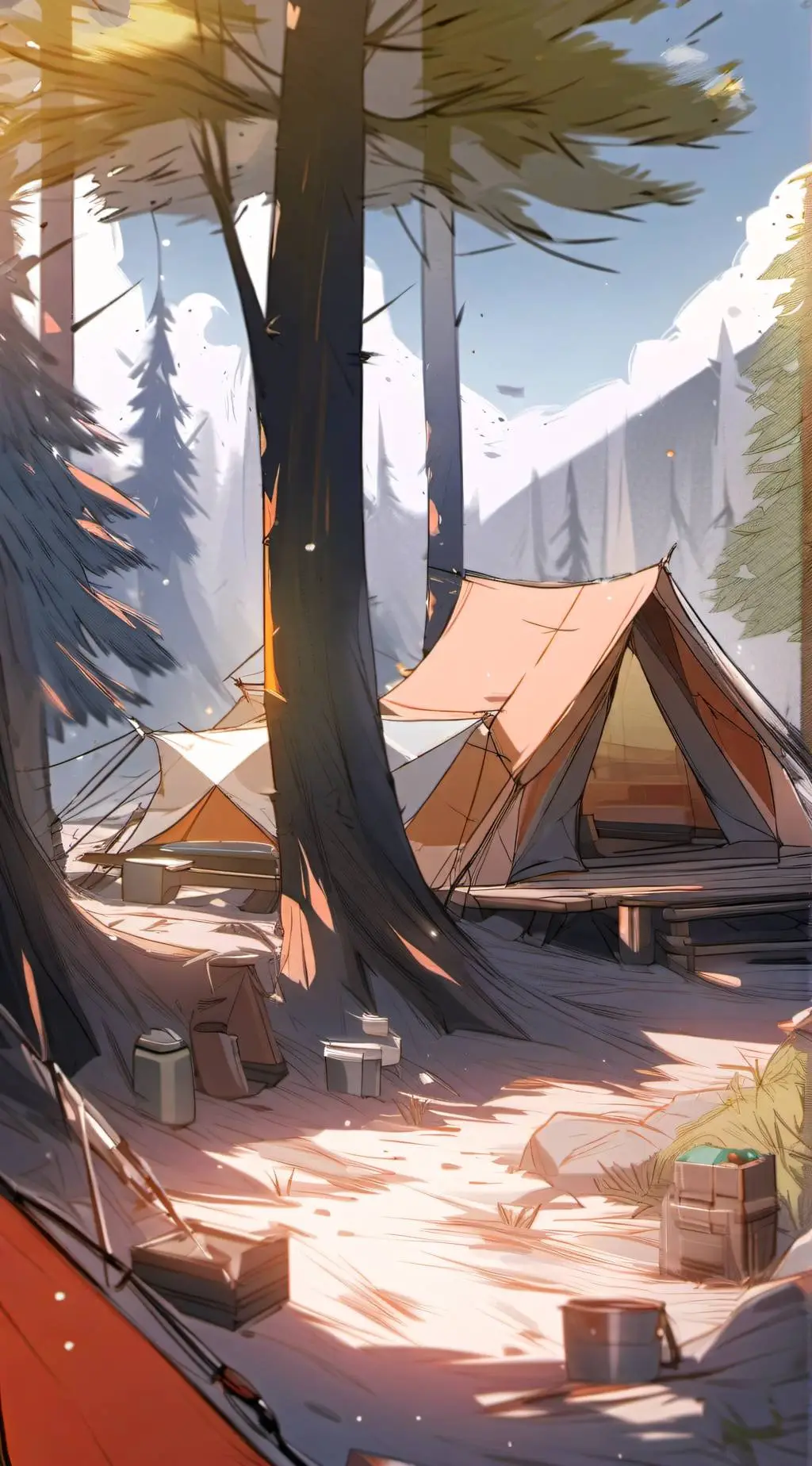 ai character: Camping trip!!! background