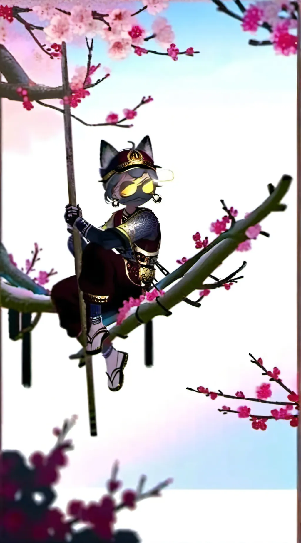 ai character: N || Christmas background