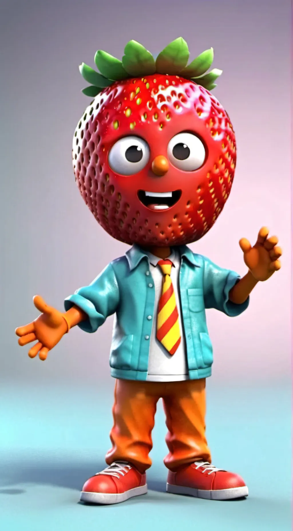 ai character: Sammy strawberry  background