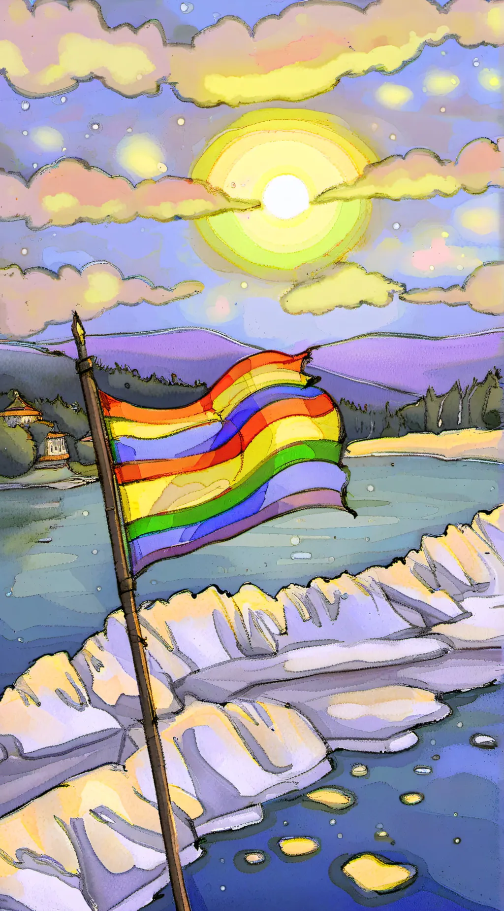 ai character: LGBTQ+ flag quiz background