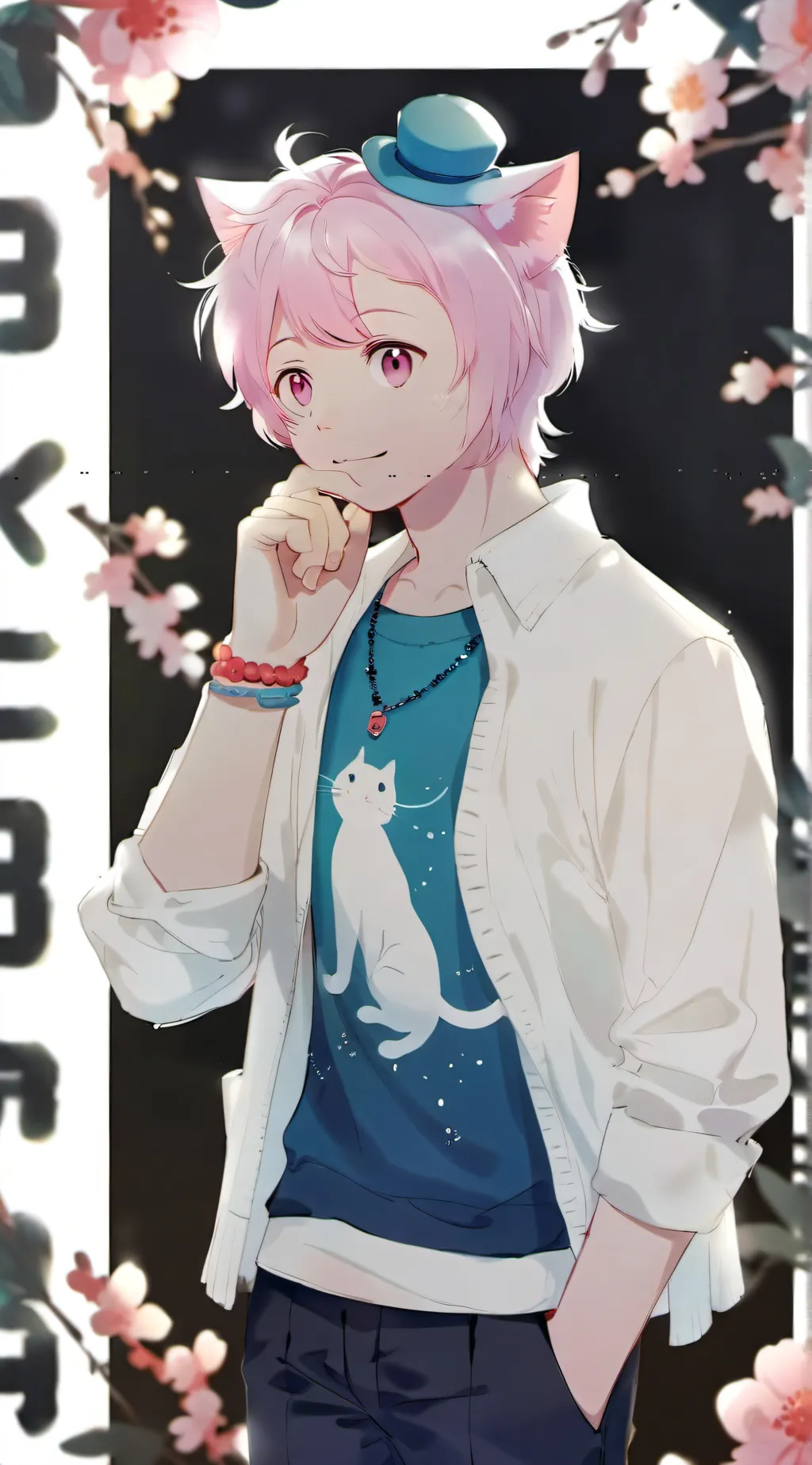 ai character: UwU cat boy background