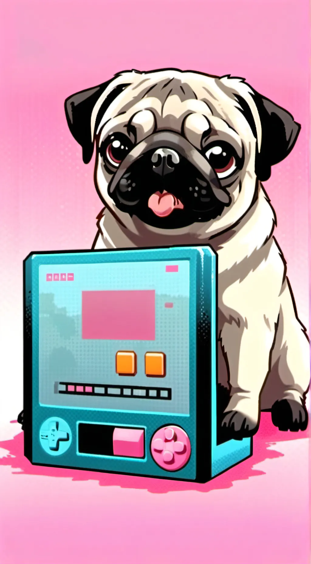 ai character: 𖣘tester pug𖣘 background