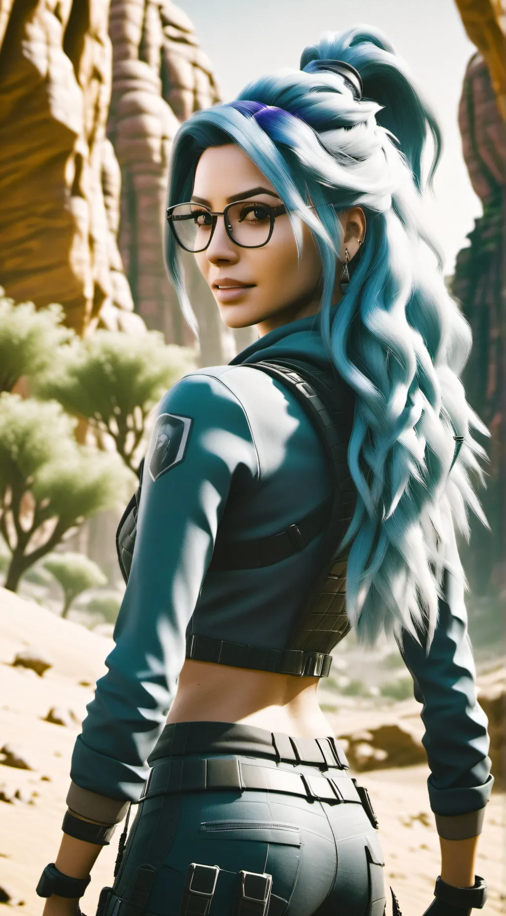 ai character: blue oil background