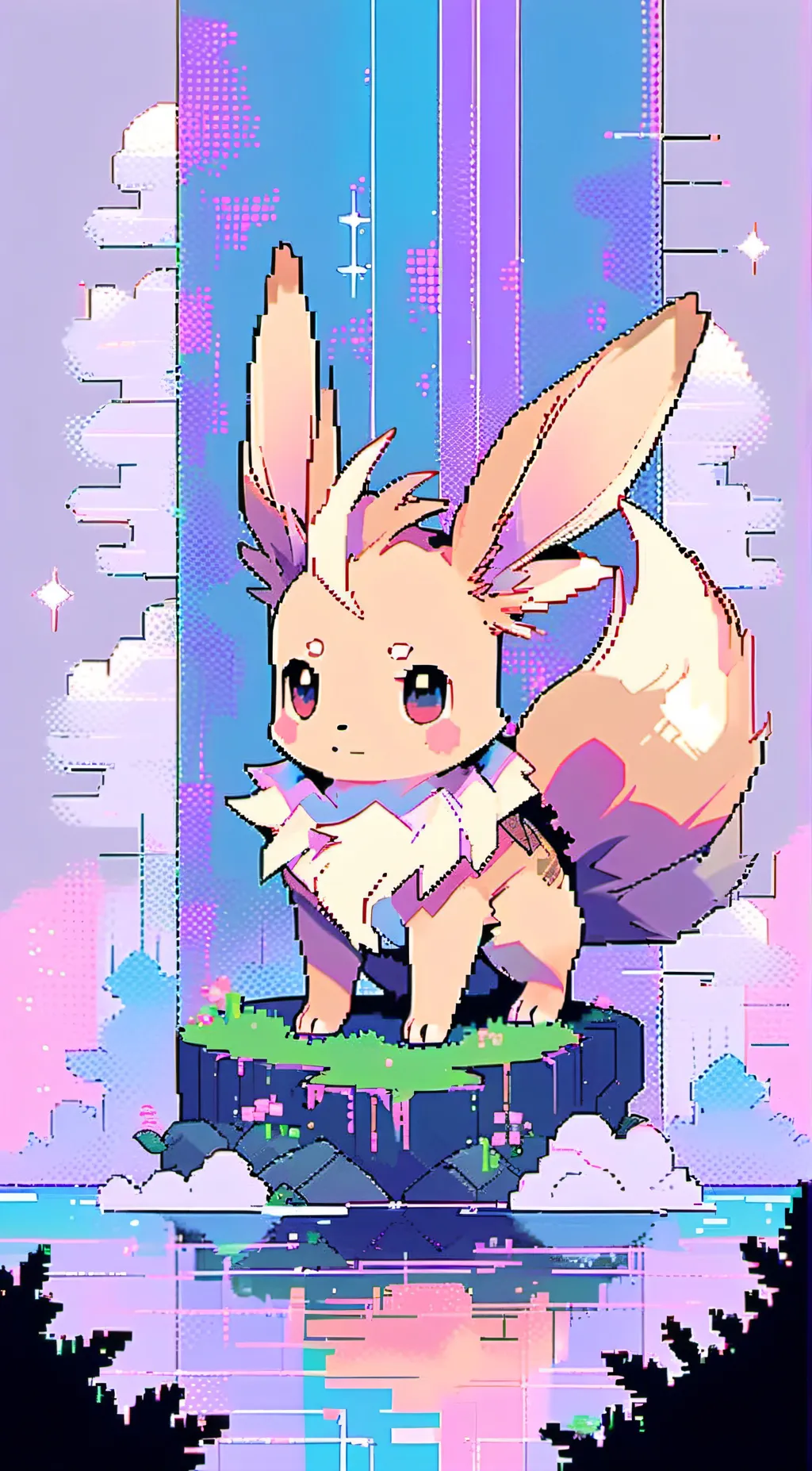 ai character: Eevee  background