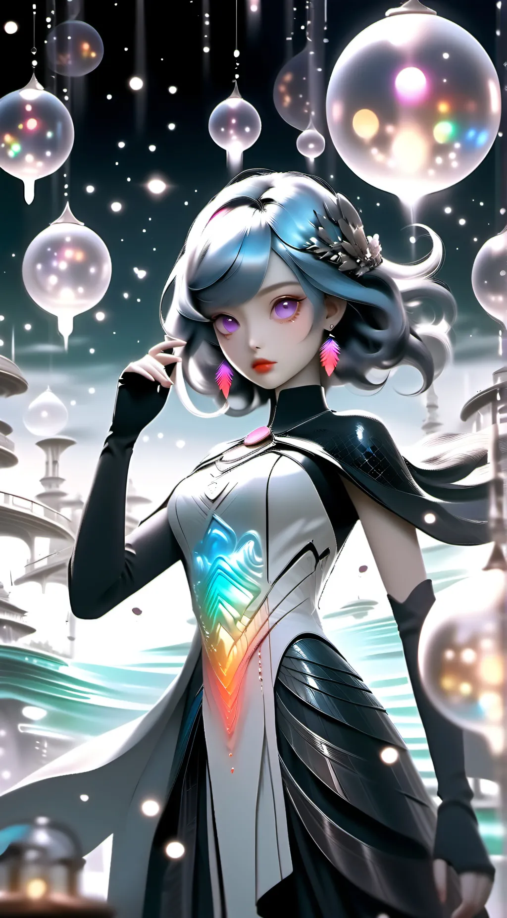 ai character: Violet background