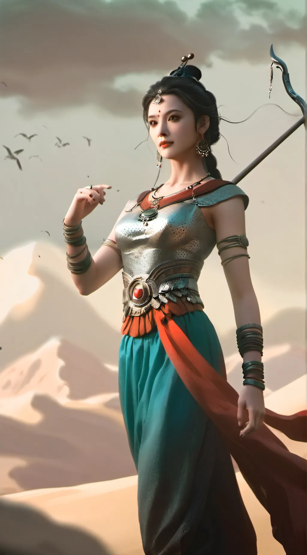 ai character: Warrior princess  background