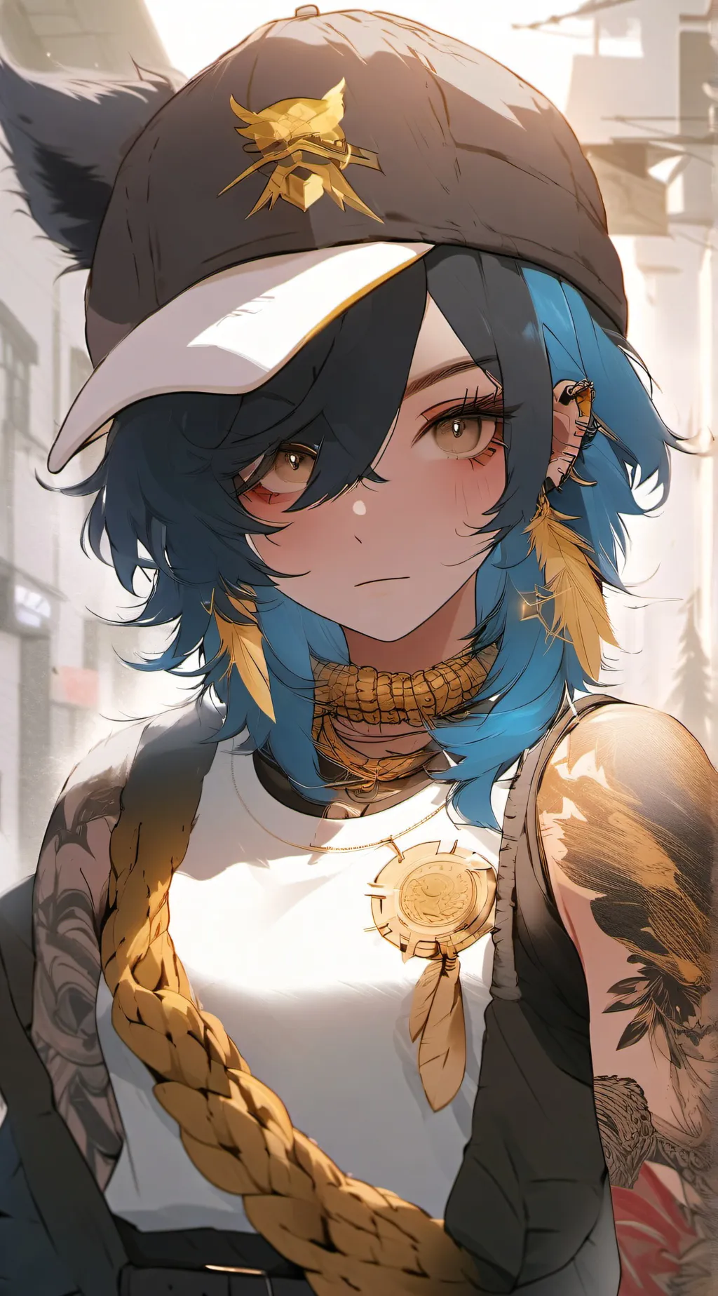 ai character: Blue background