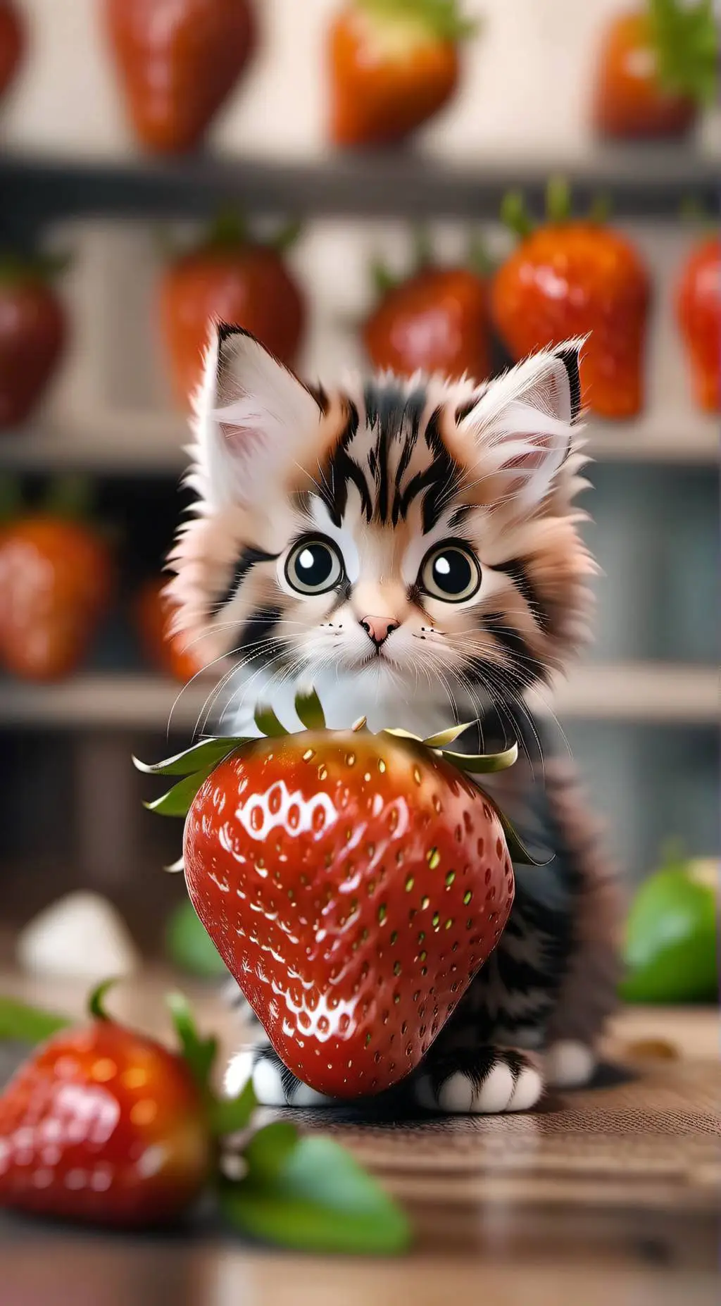 ai character: STRAWBERRY CAT🍓 background