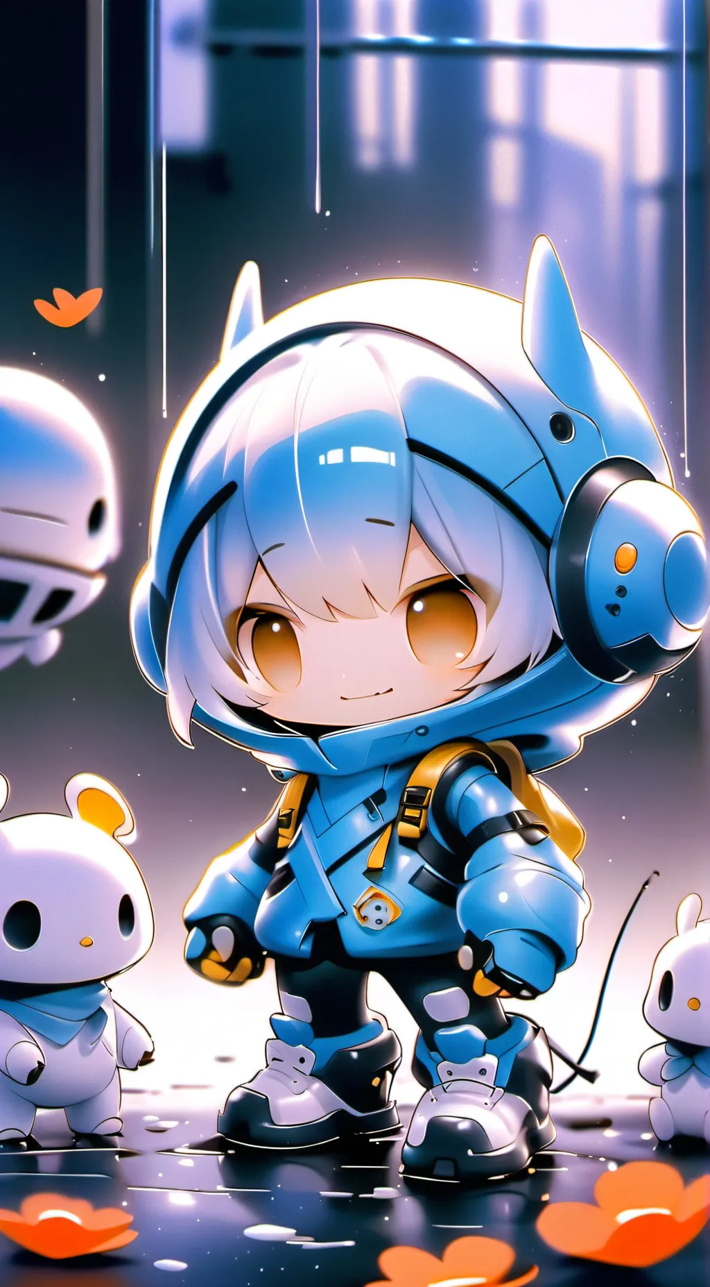 ai character: smiling critters background