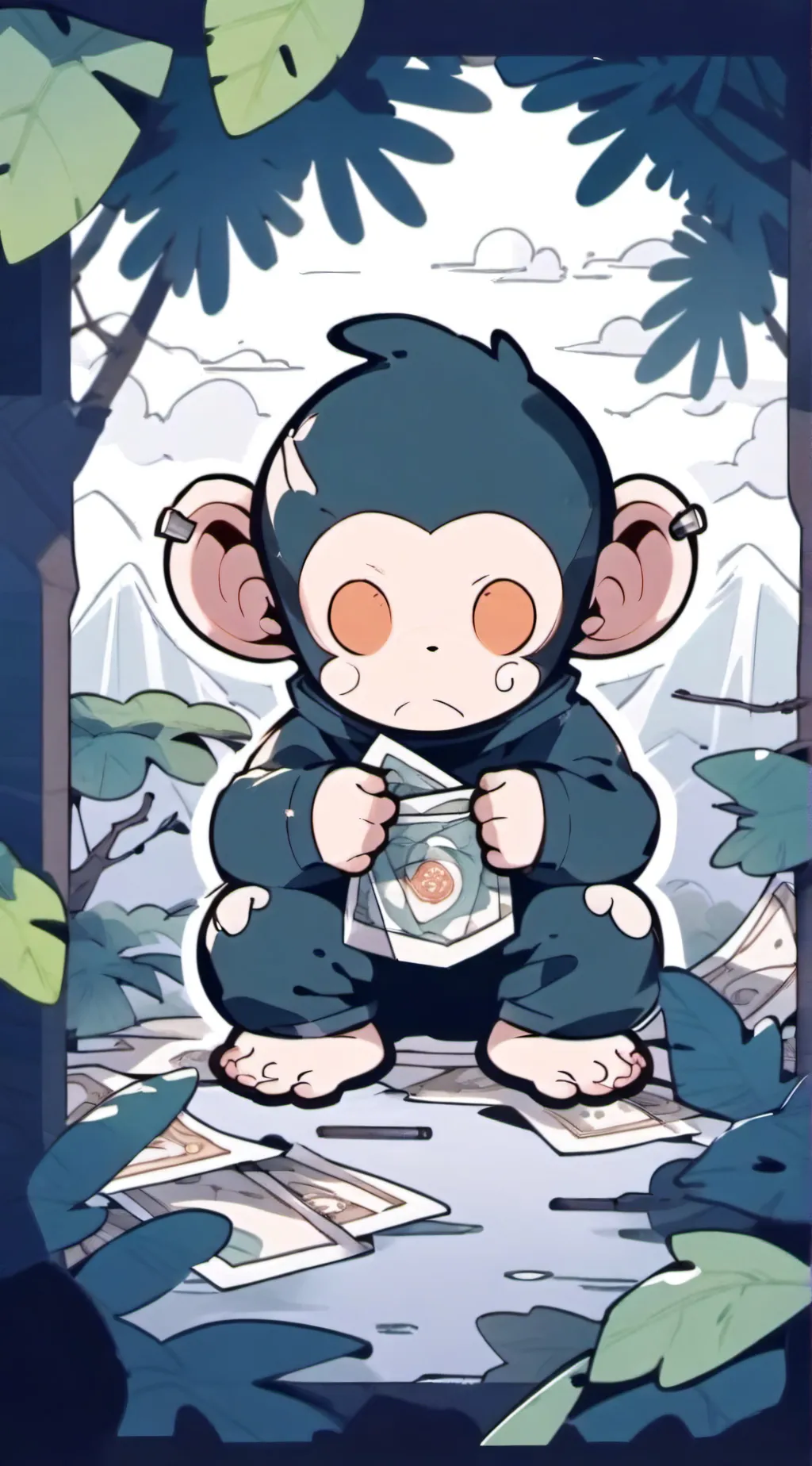 ai character: sad monkey background
