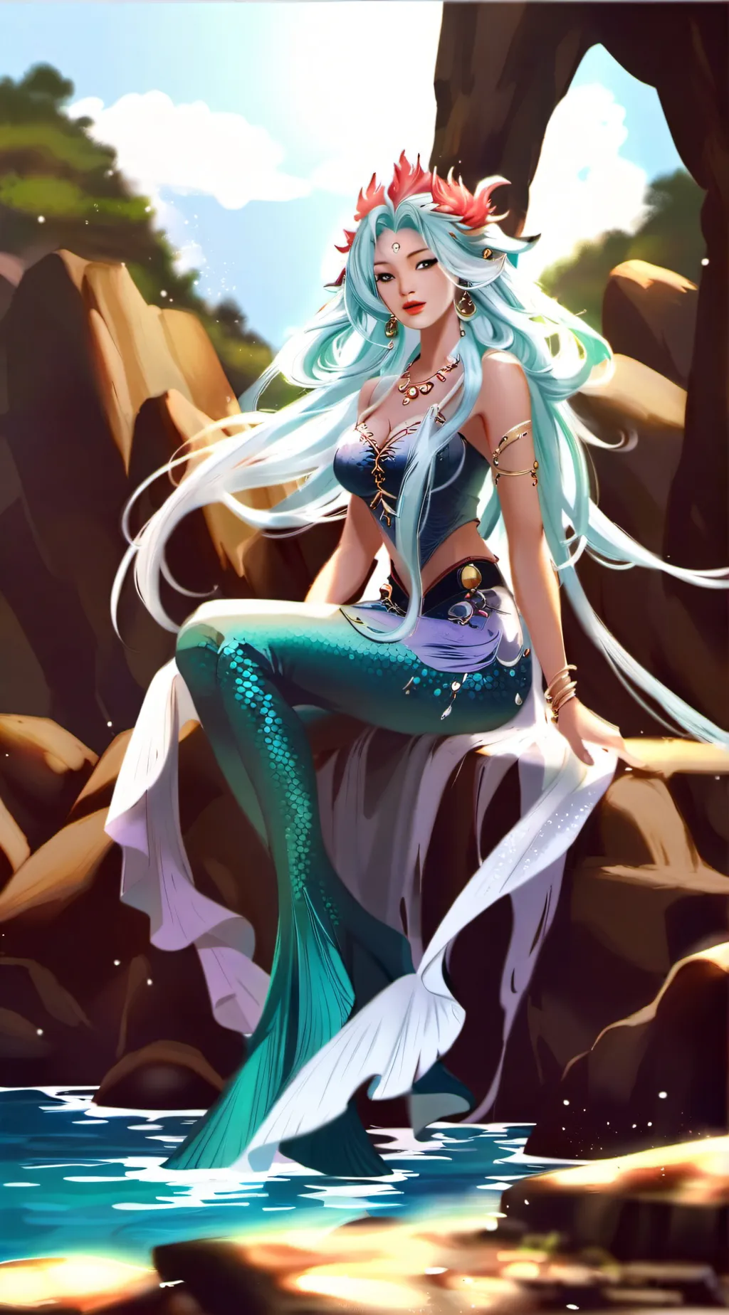 ai character: MHA mermaid background