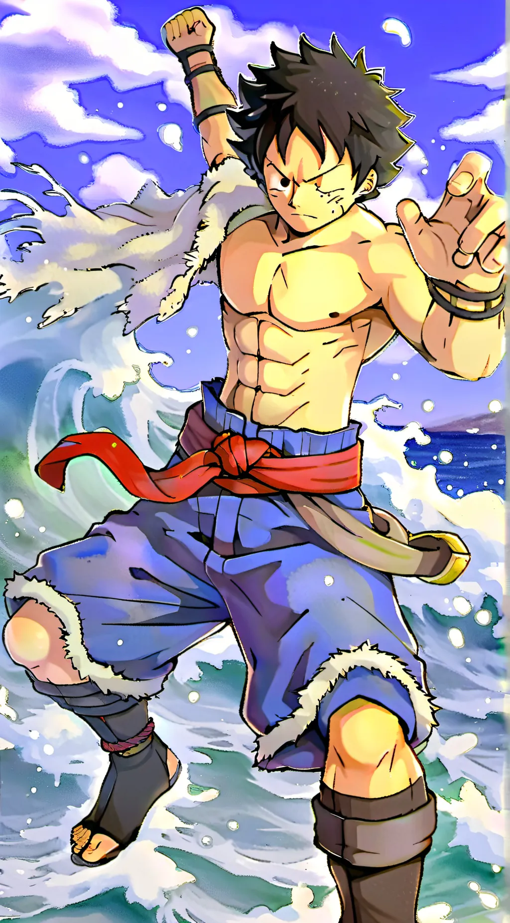 ai character: gear 5 joy boy  background
