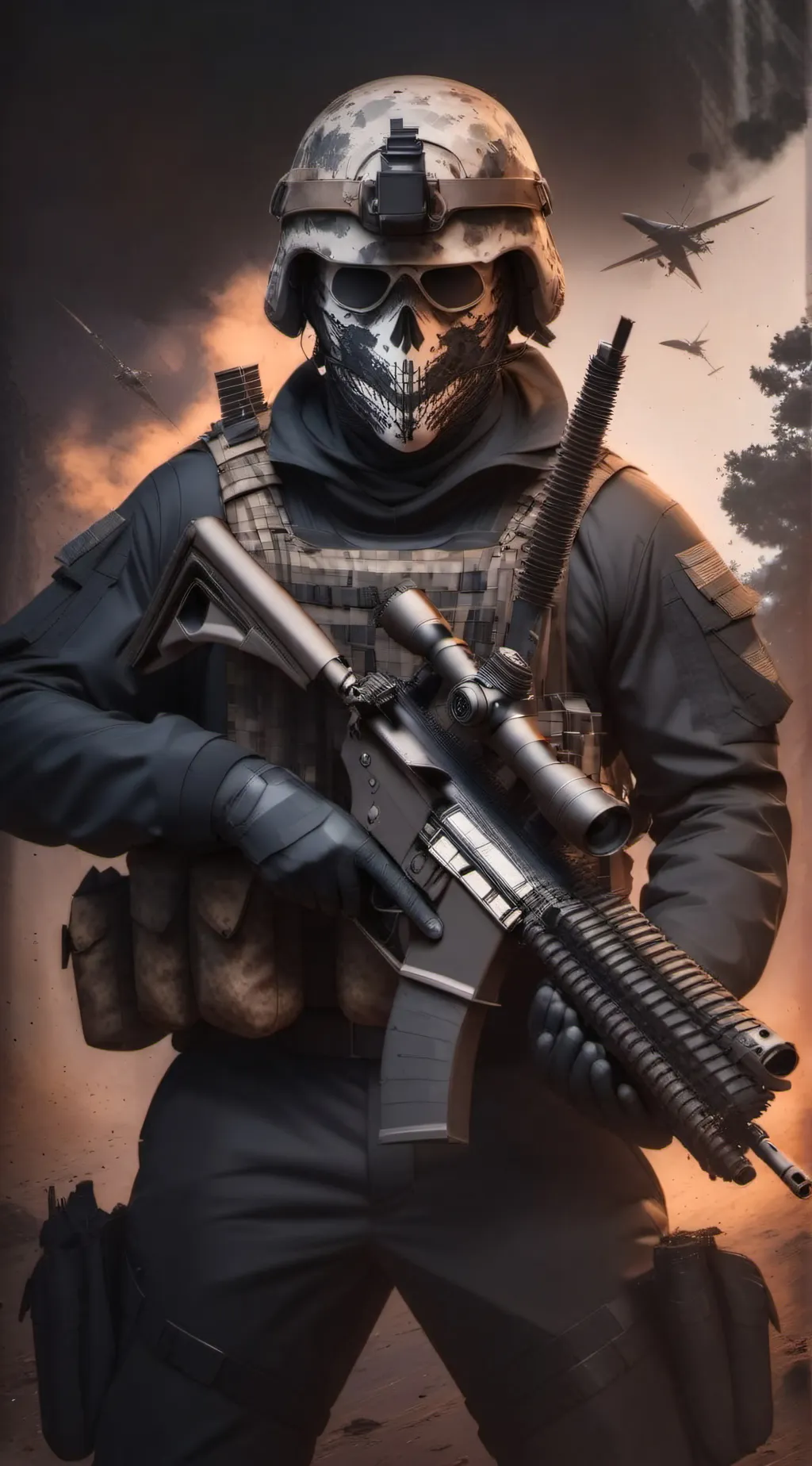 ai character: ghost  background