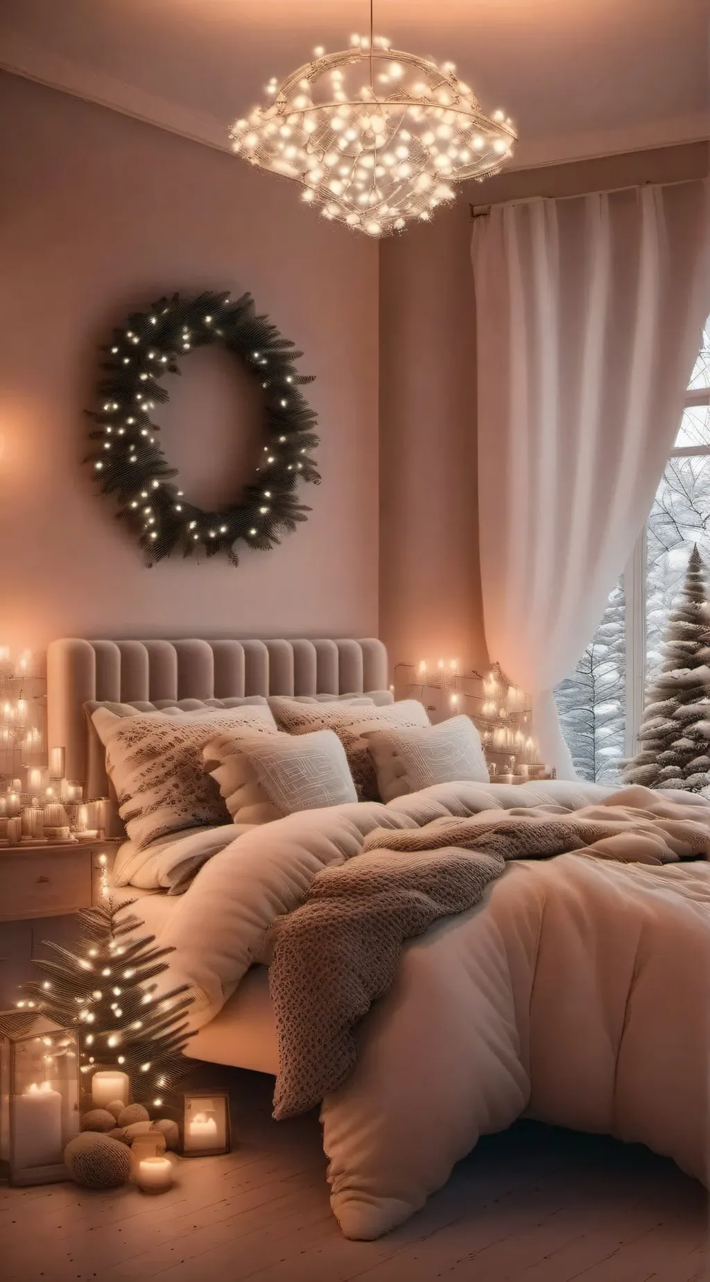 ai character: warm aesthetic bed background