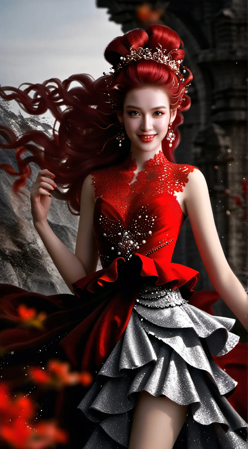 ai character: Red (descendants4) background