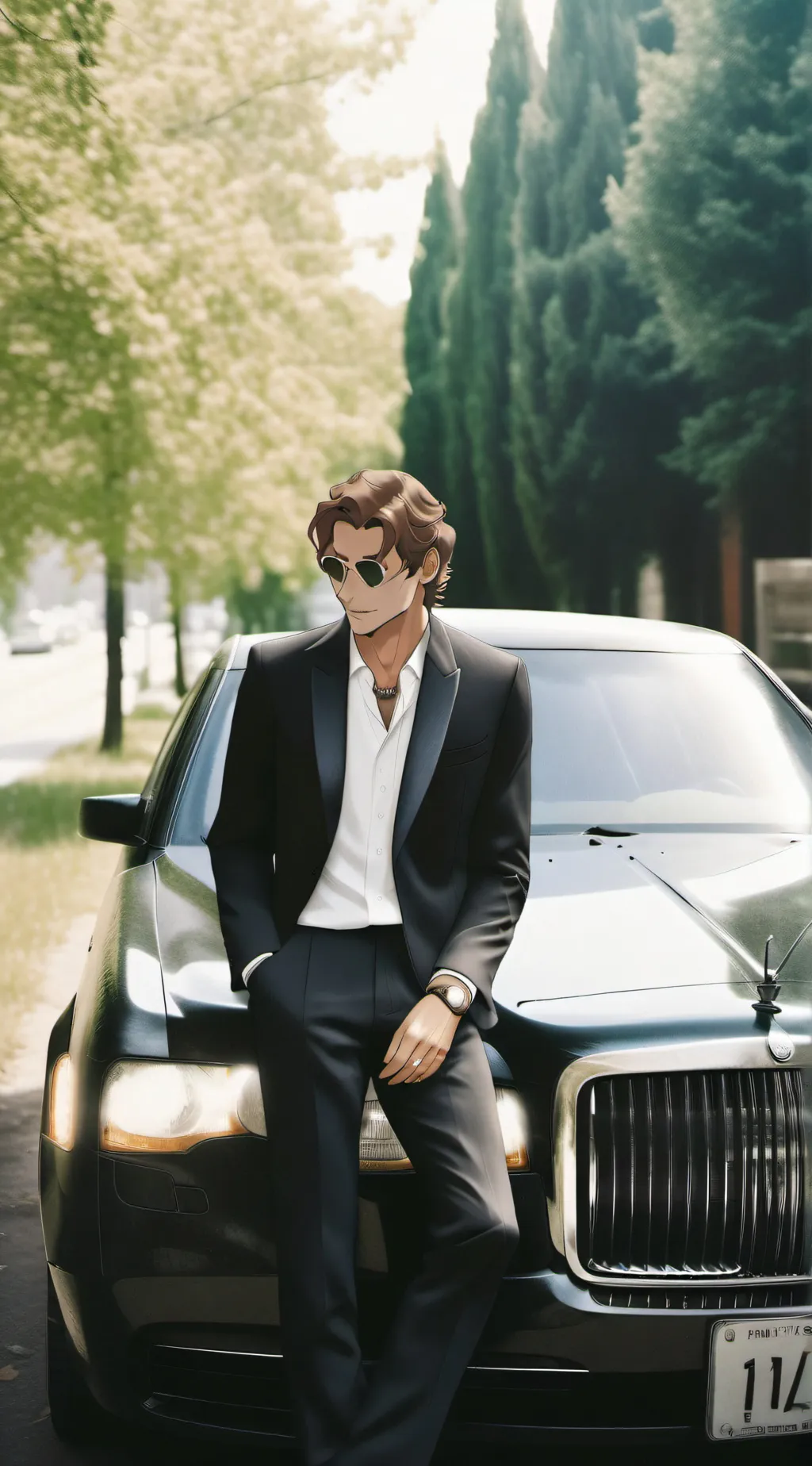 ai character: Adam, coffe shop  background