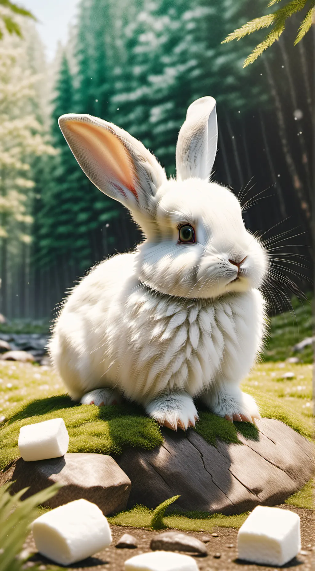 ai character: Puffy marshmallow  background