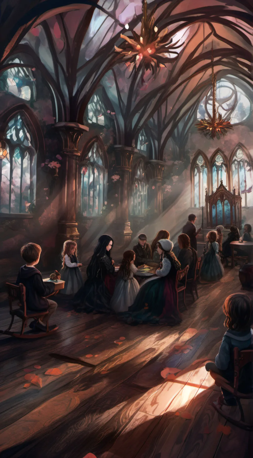 ai character: School cafèteria background