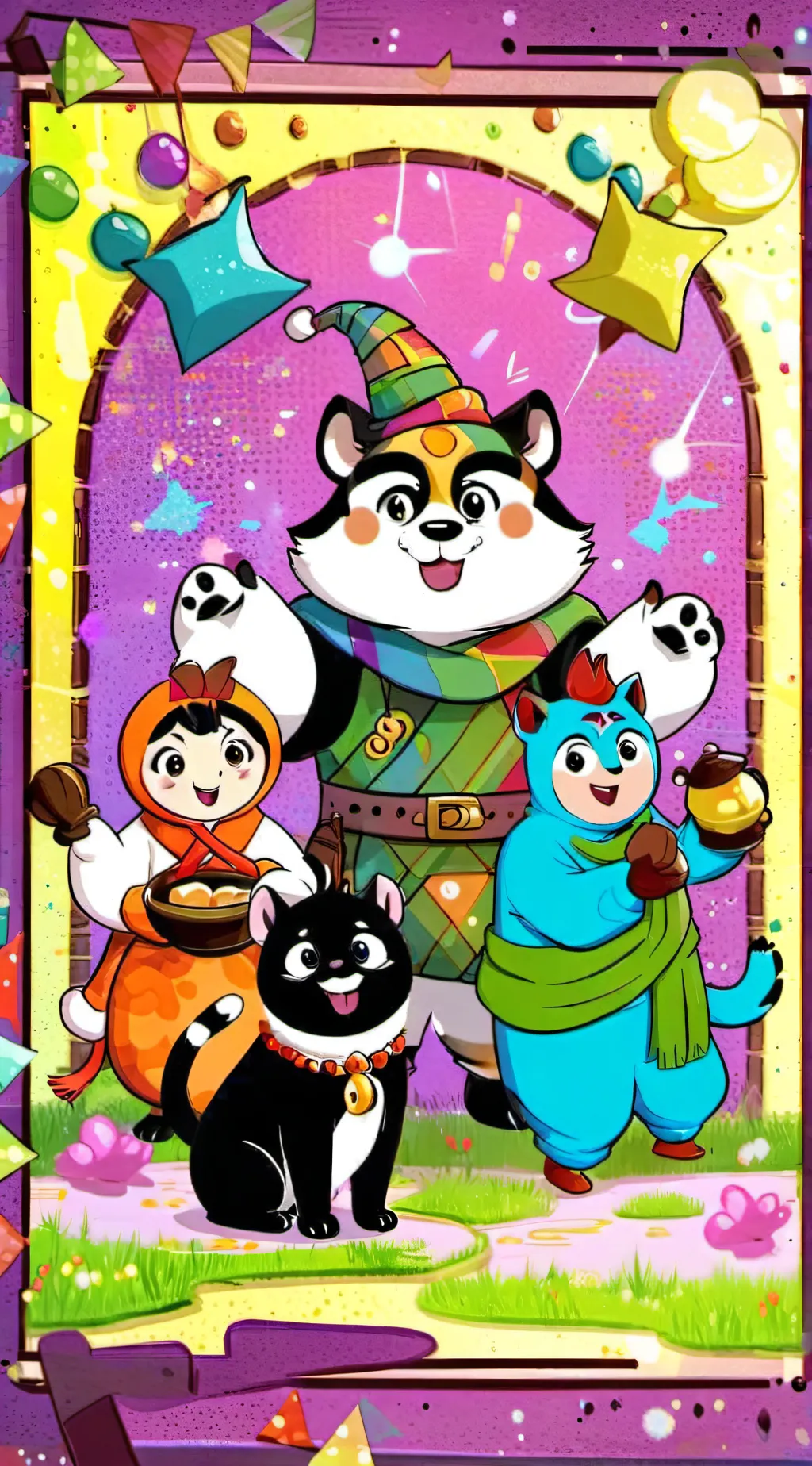 ai character: Smiling critters  background