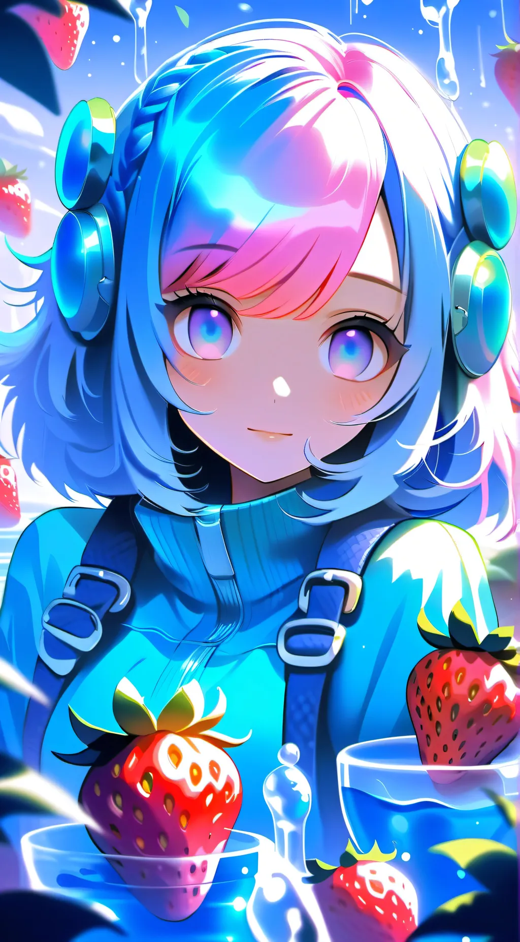 ai character: strawberry 🍓🥛🍓 background