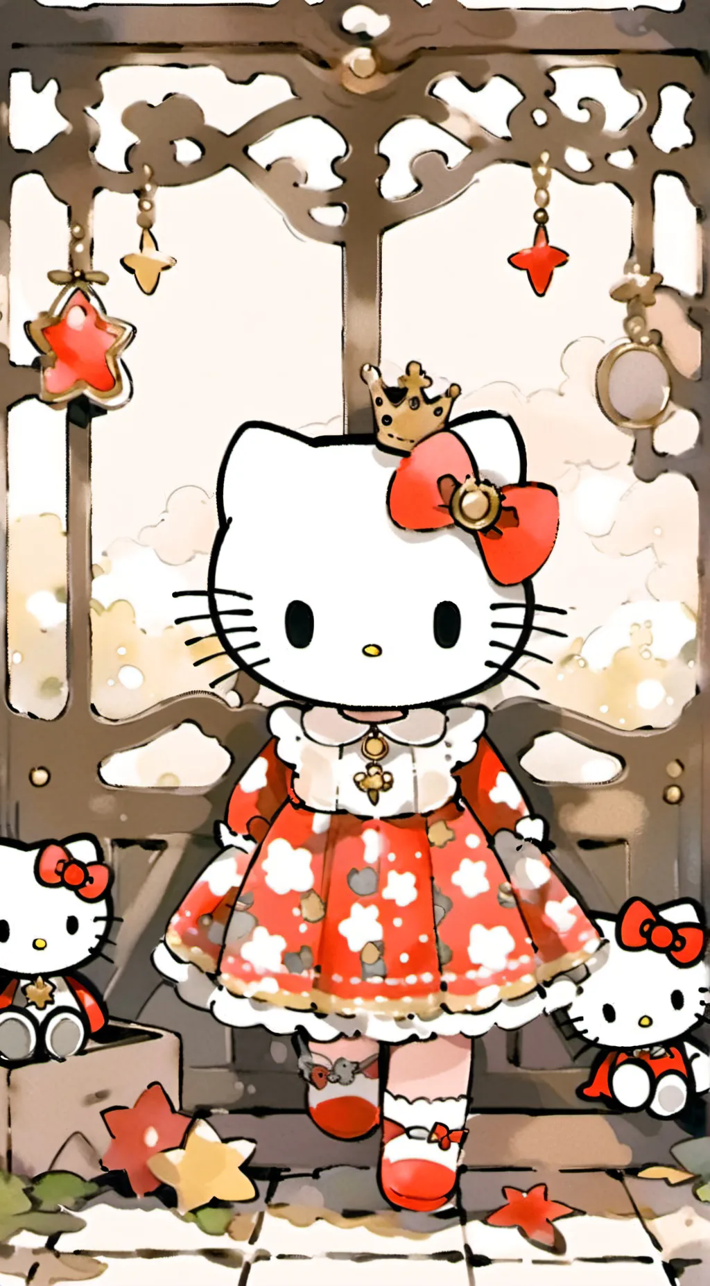 ai character: Hello kitty  background