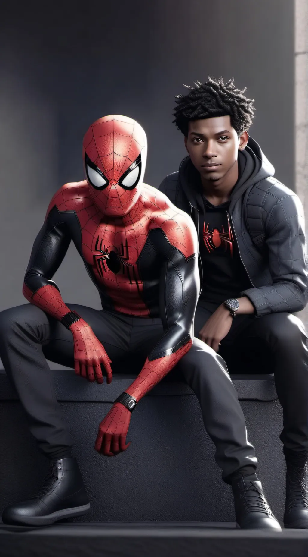 ai character: Miles and spider  background