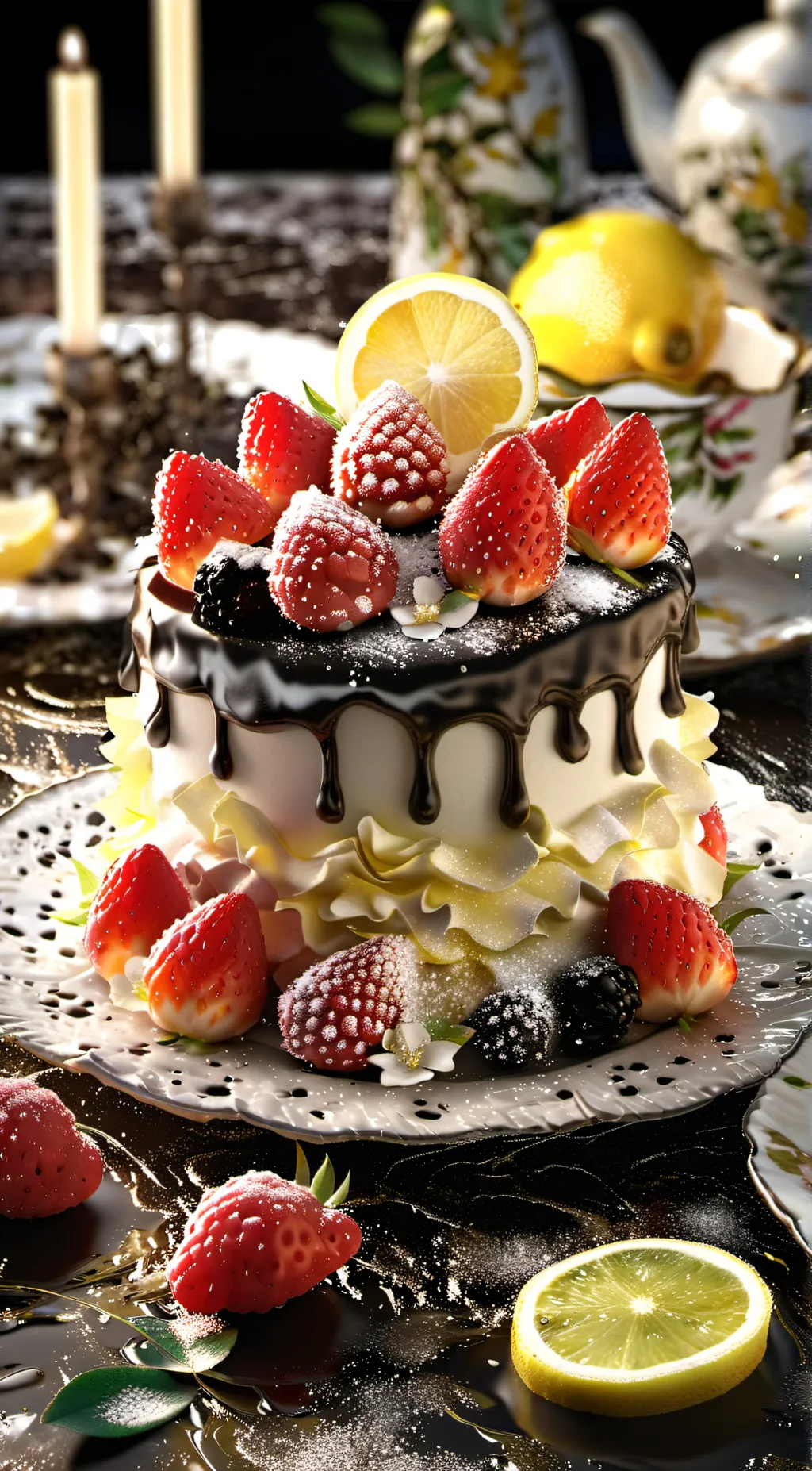 ai character: Birthday cake background