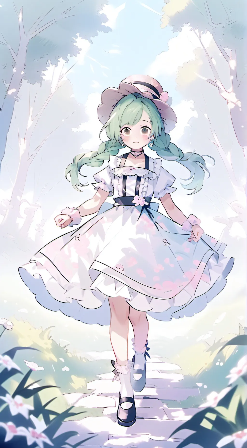 ai character: Human girl grass!? background