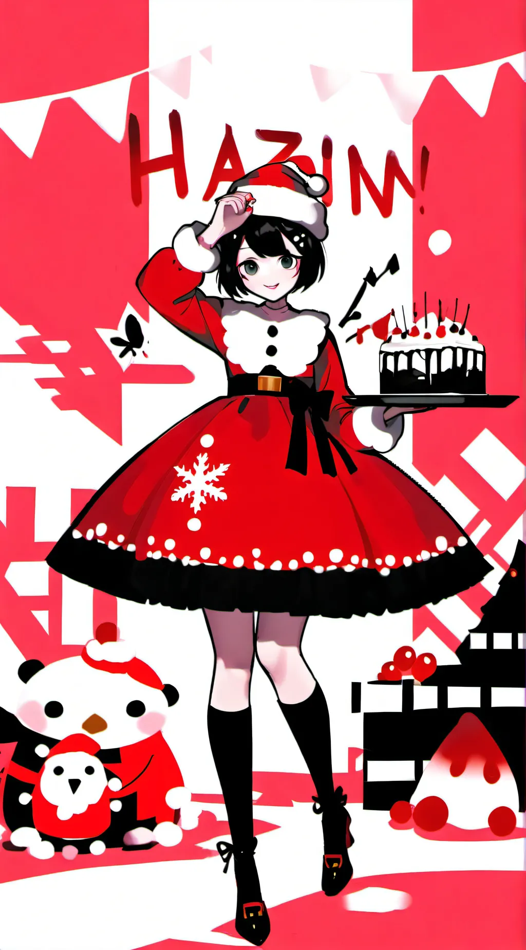 ai character: HH Christmas!! ⛄❄🎅 background
