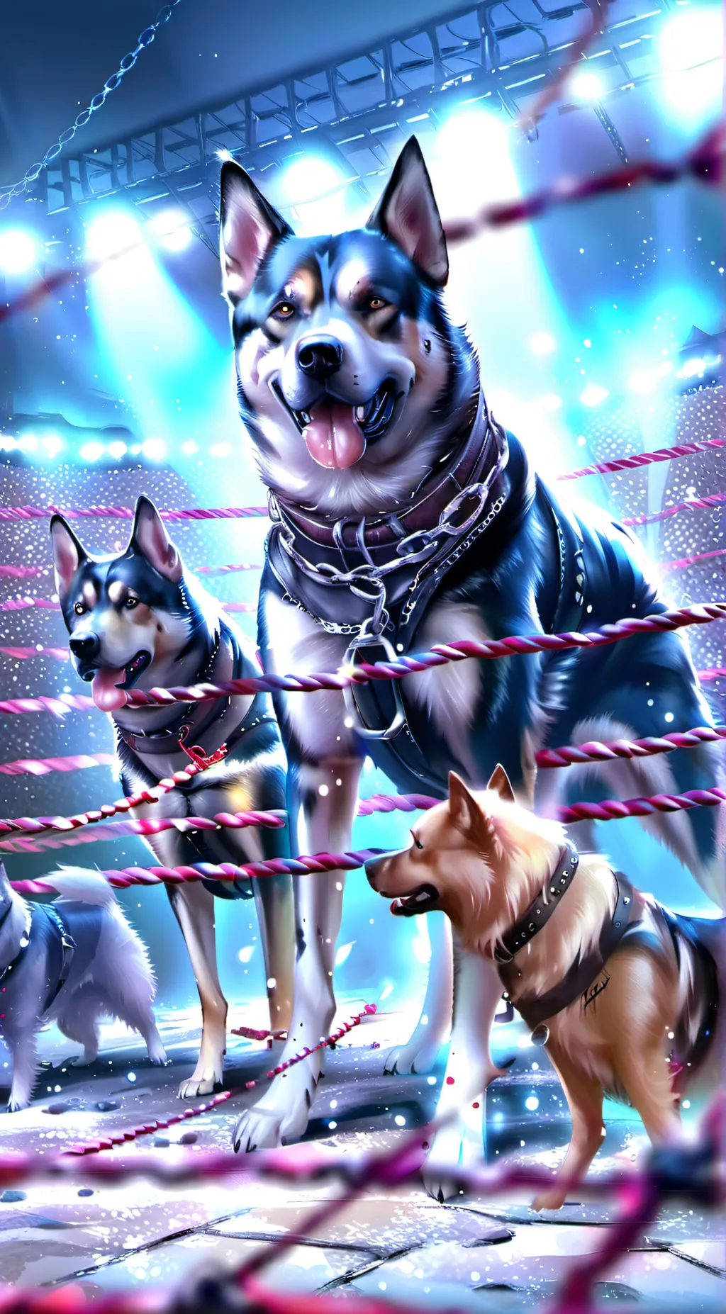 ai character: dog fighting background