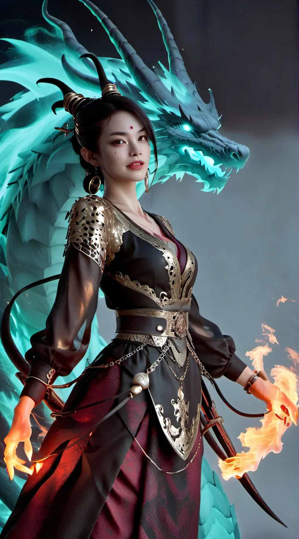 ai character: dragon Queen 🐉👑 background