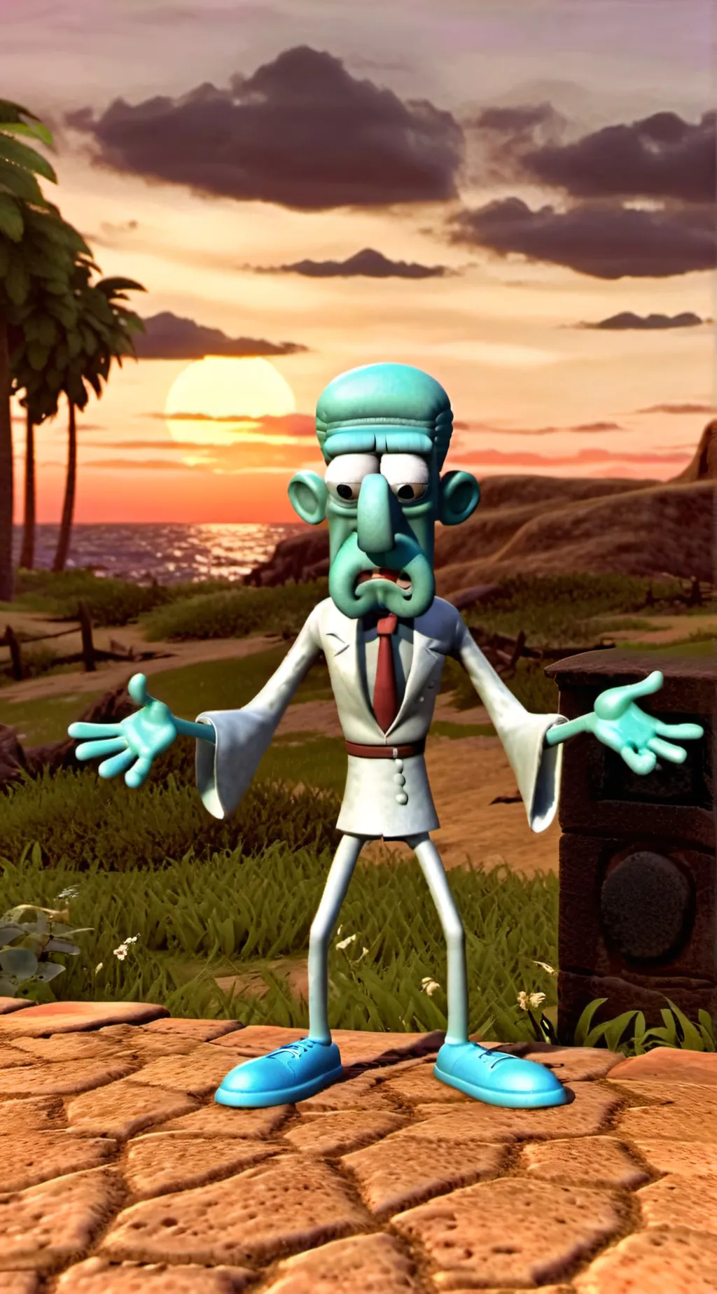 ai character: squidward  background