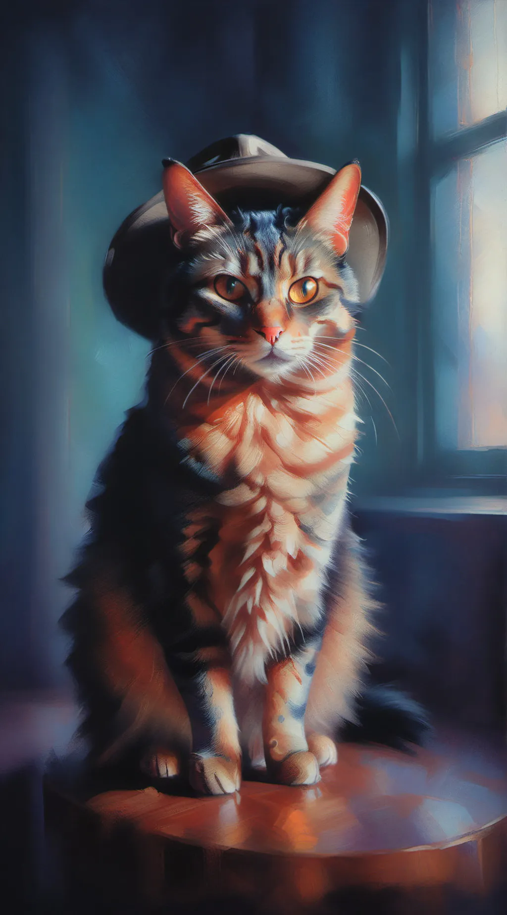 ai character: cat "detective" background