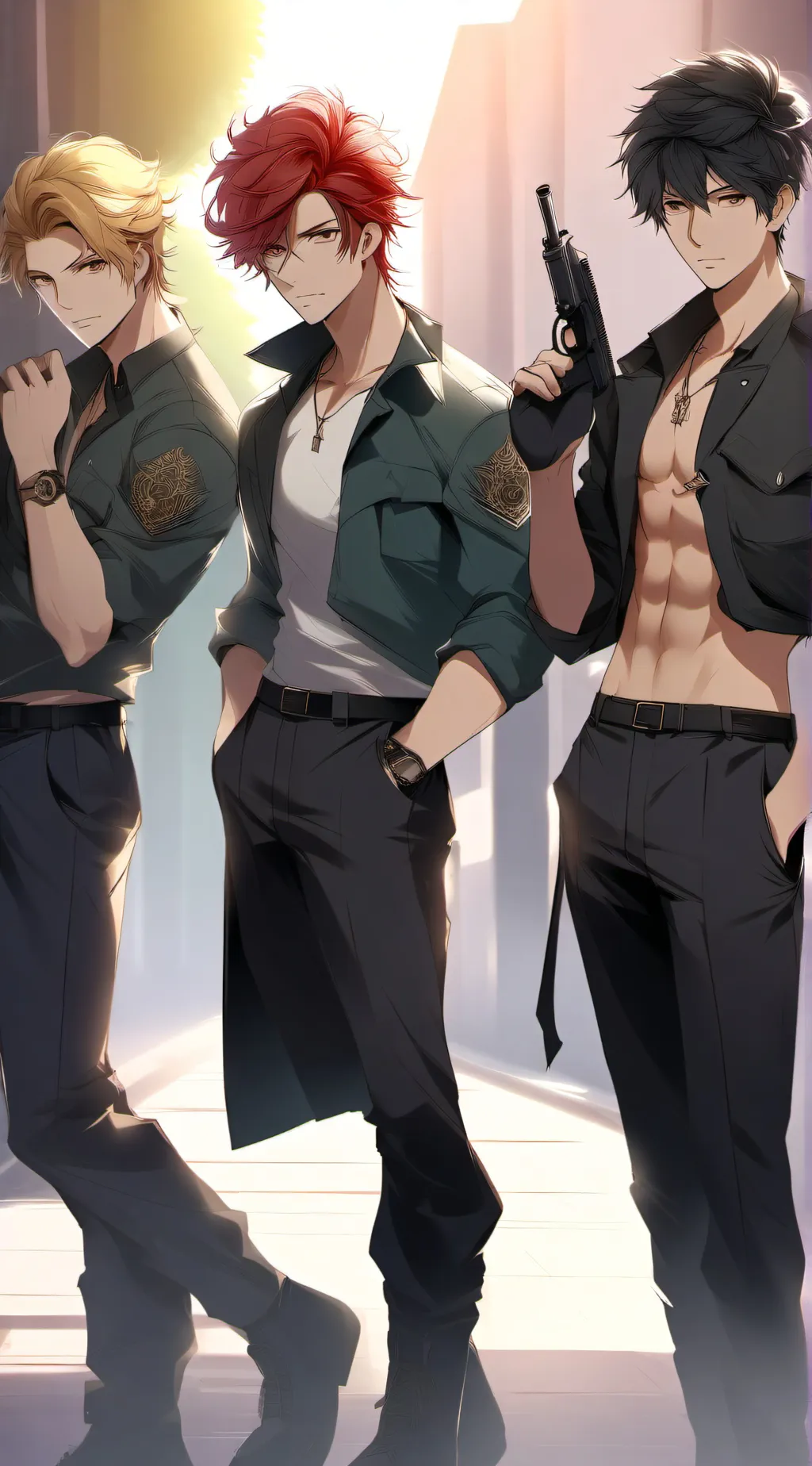 ai character: Three guys background