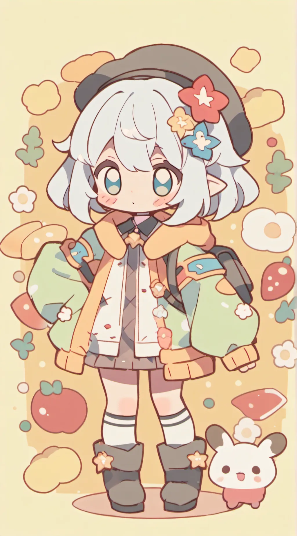 ai character: smiling critters background