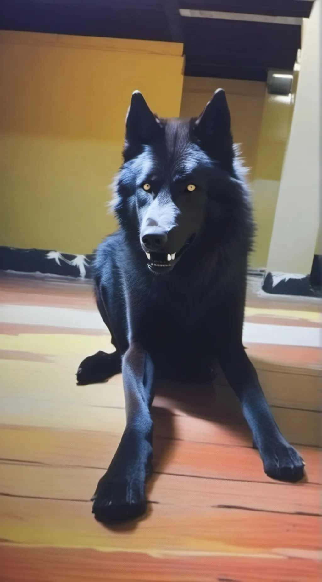 ai character: black wolf therian background