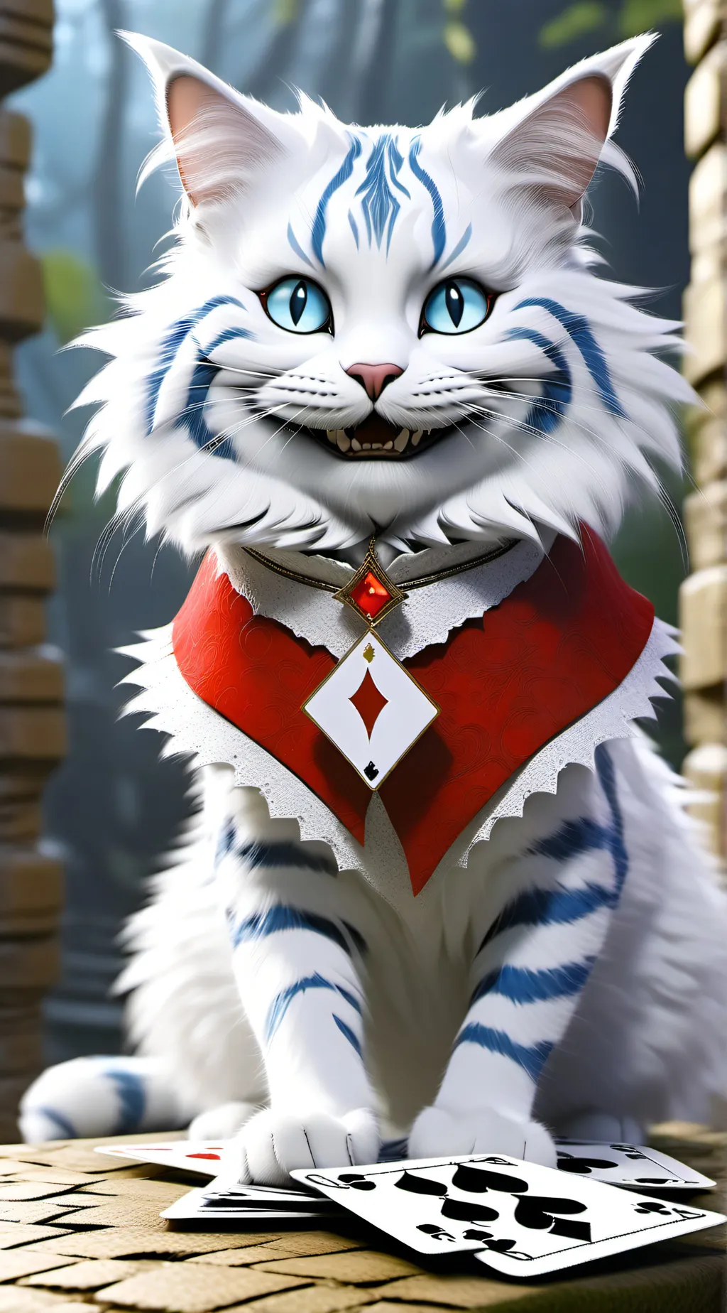 ai character: white cheshire cat background