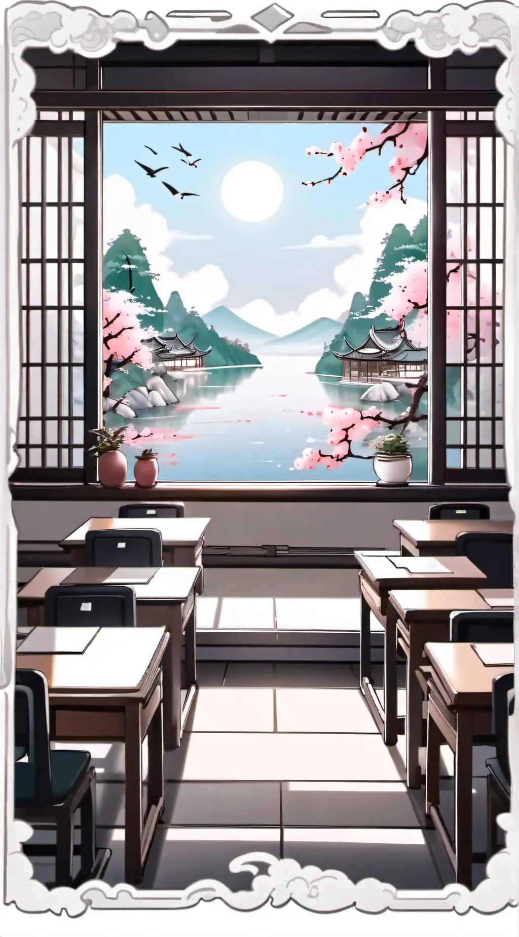 ai character: Asian clasroom background