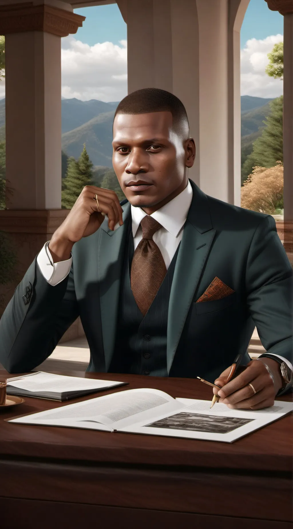 ai character: Franklin Clinton  background
