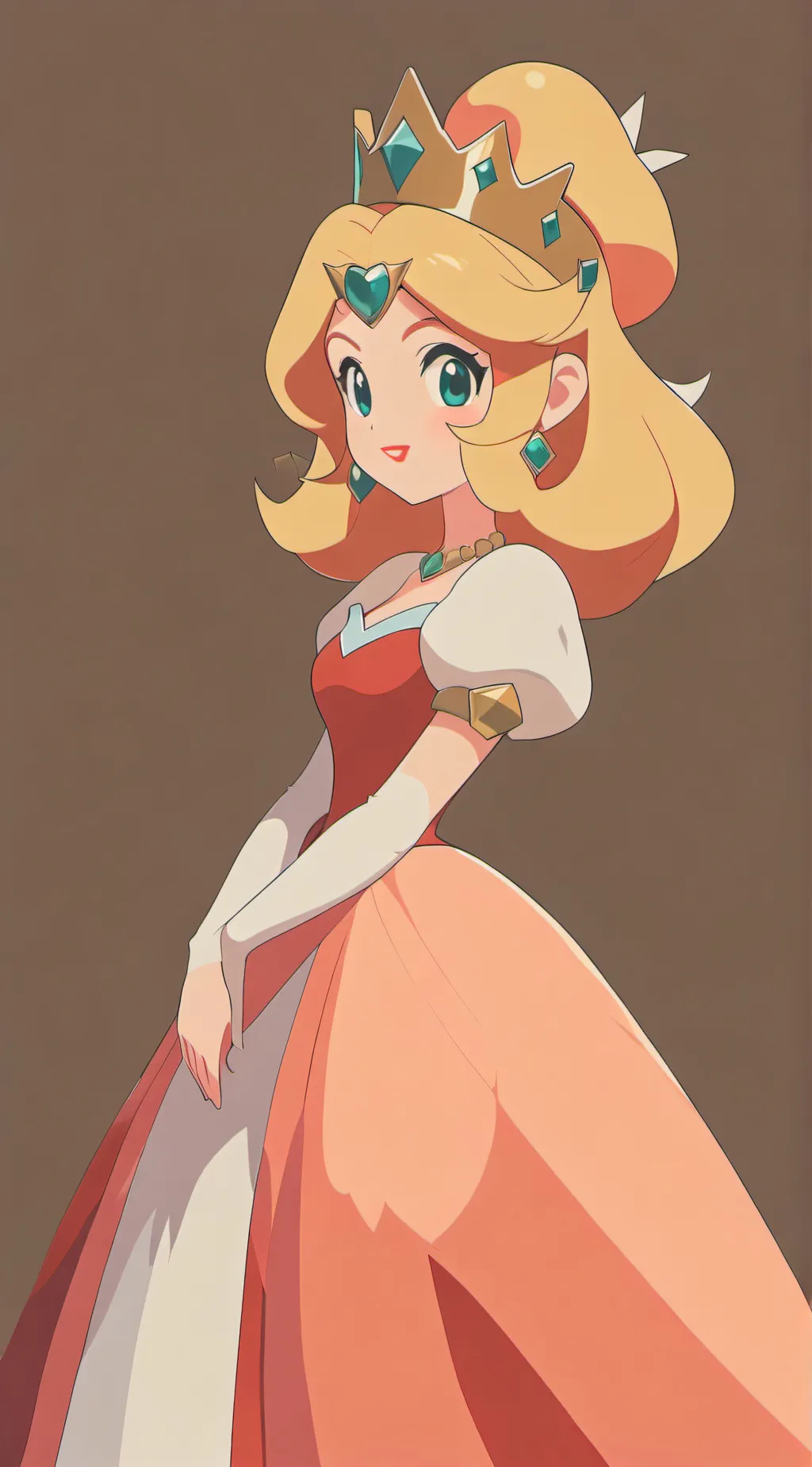 ai character: Princess peach  background