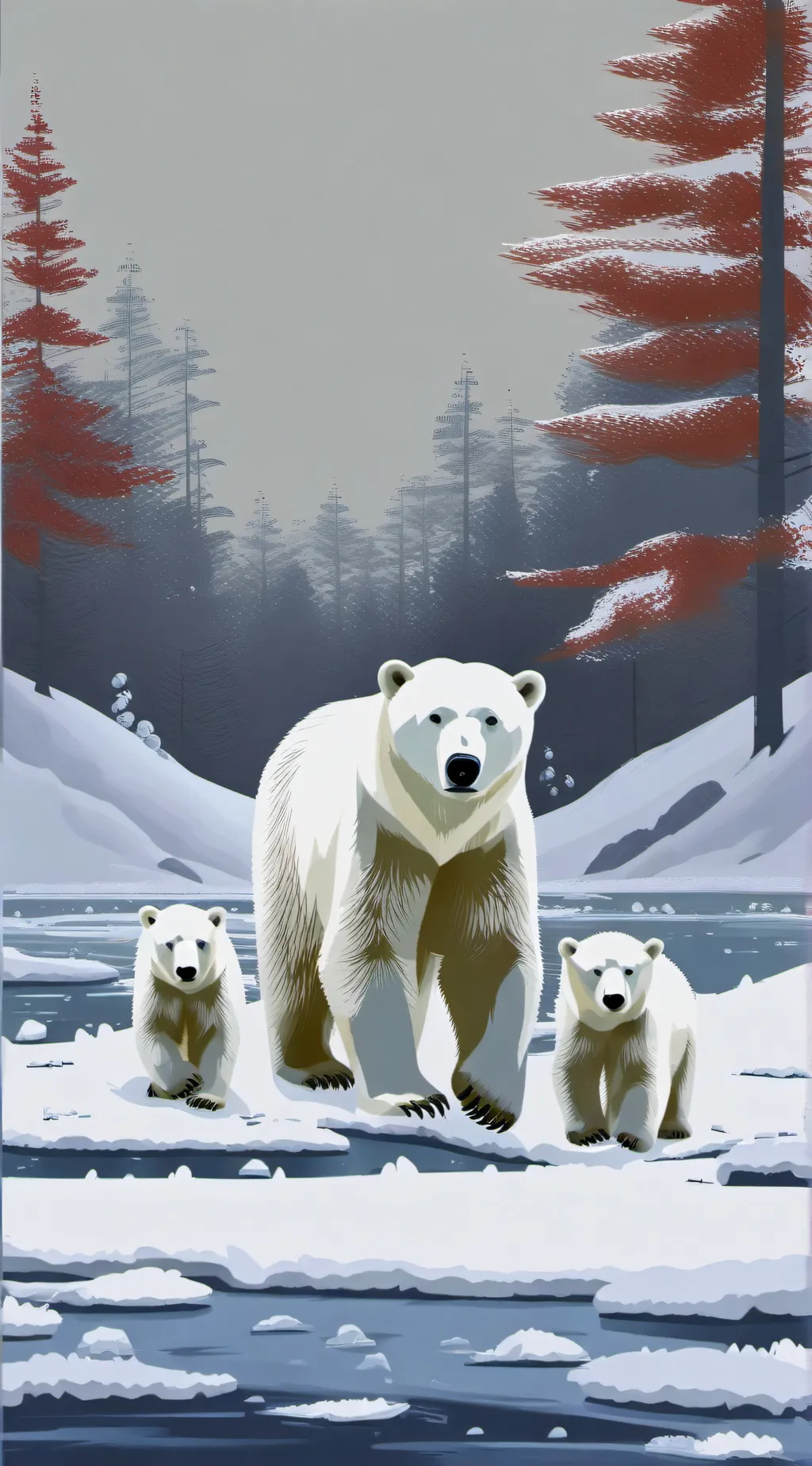 ai character: polar bear cubs background