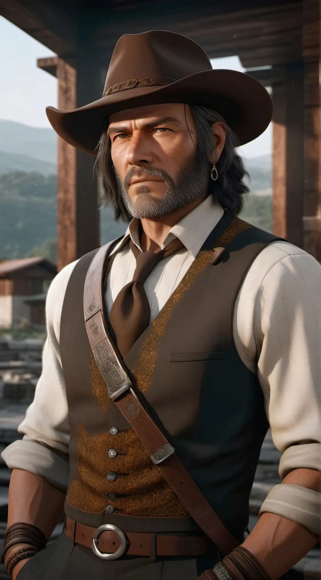 ai character: John Marston  background