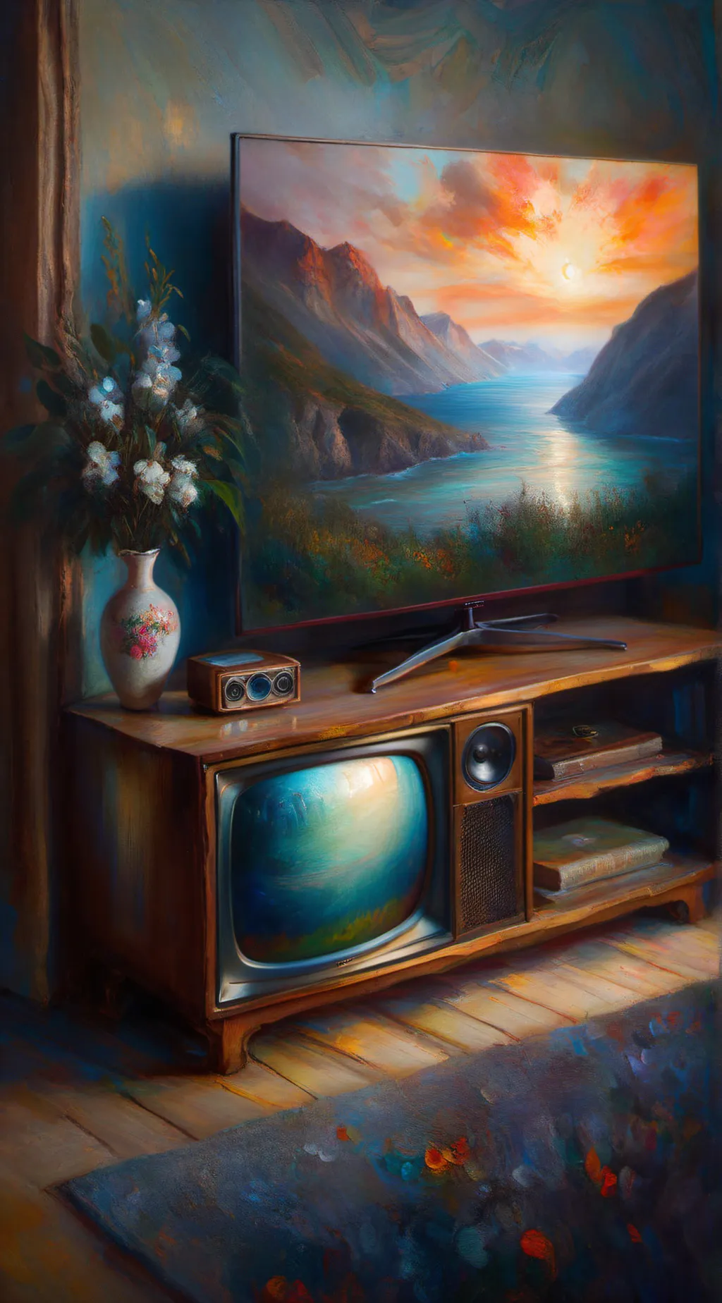 ai character: Radio static background