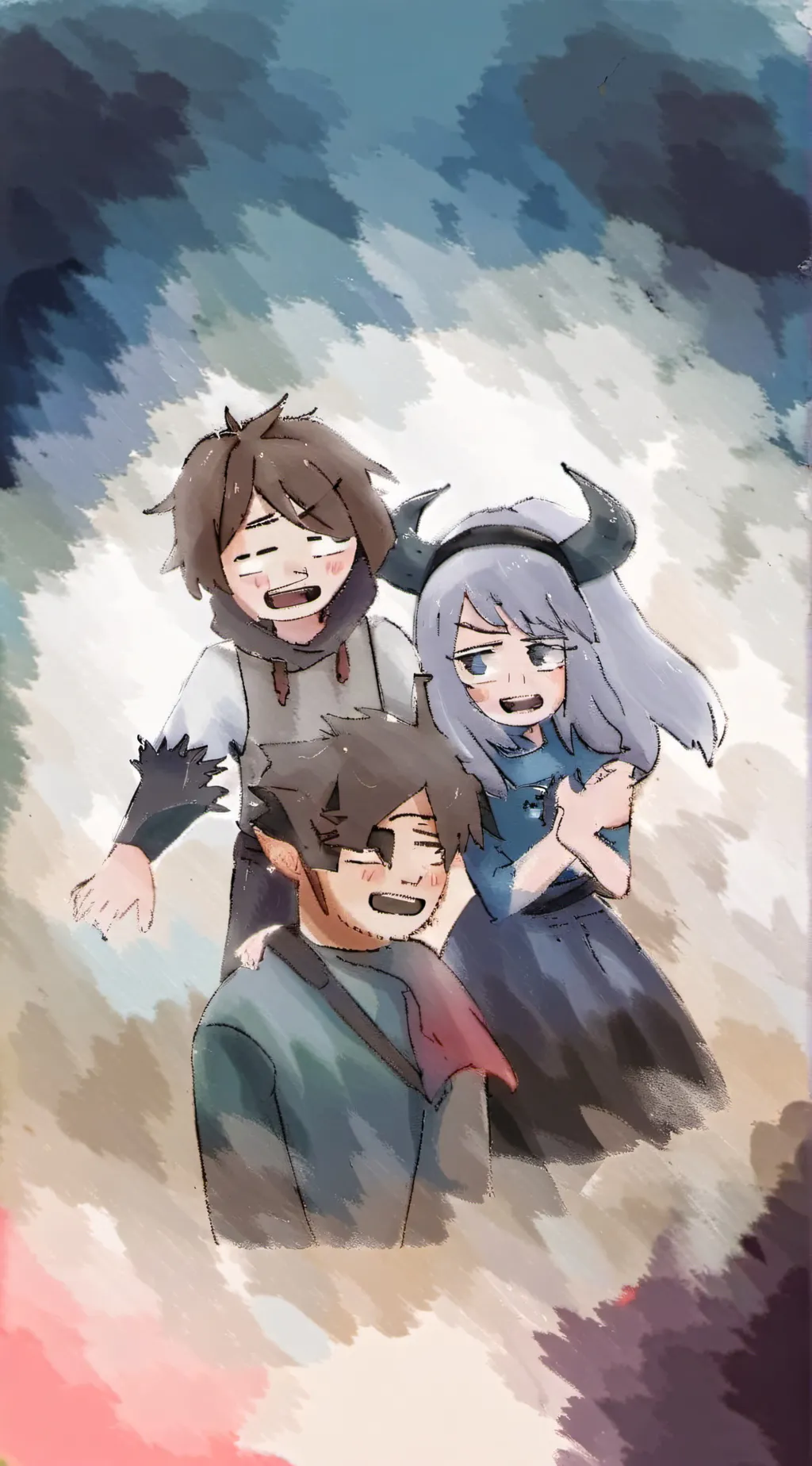 ai character: Aiden and Katie  background