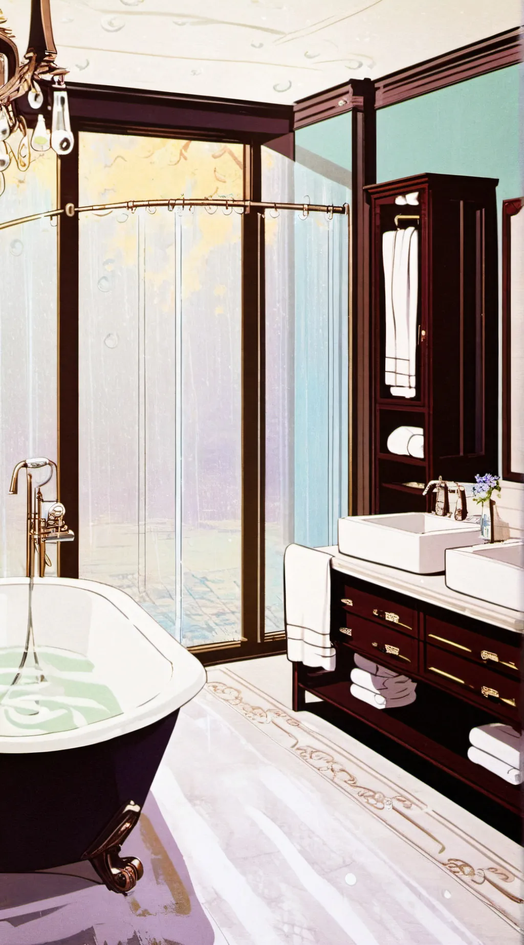 ai character: A Relaxing Bath background