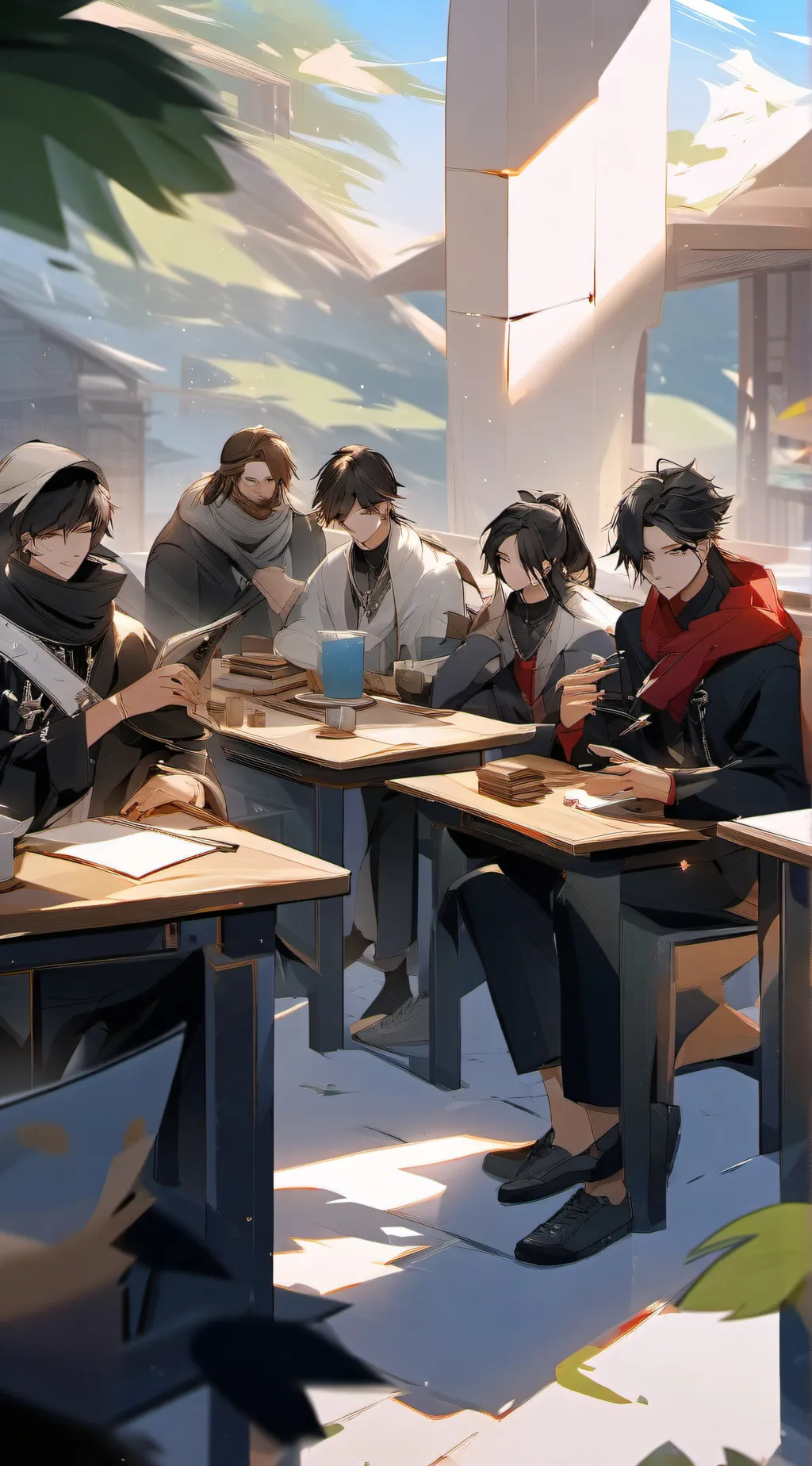 ai character: class 1A road trip background